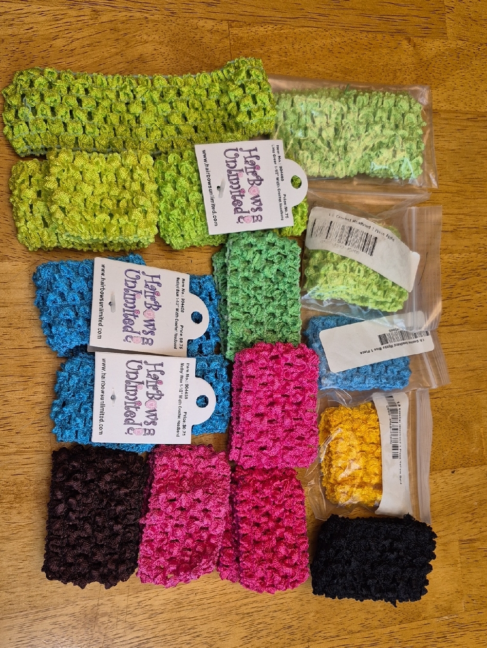 15 Piece Set Stretchy Crochet Headbands  - Crafters Pack Hairbow Accessories